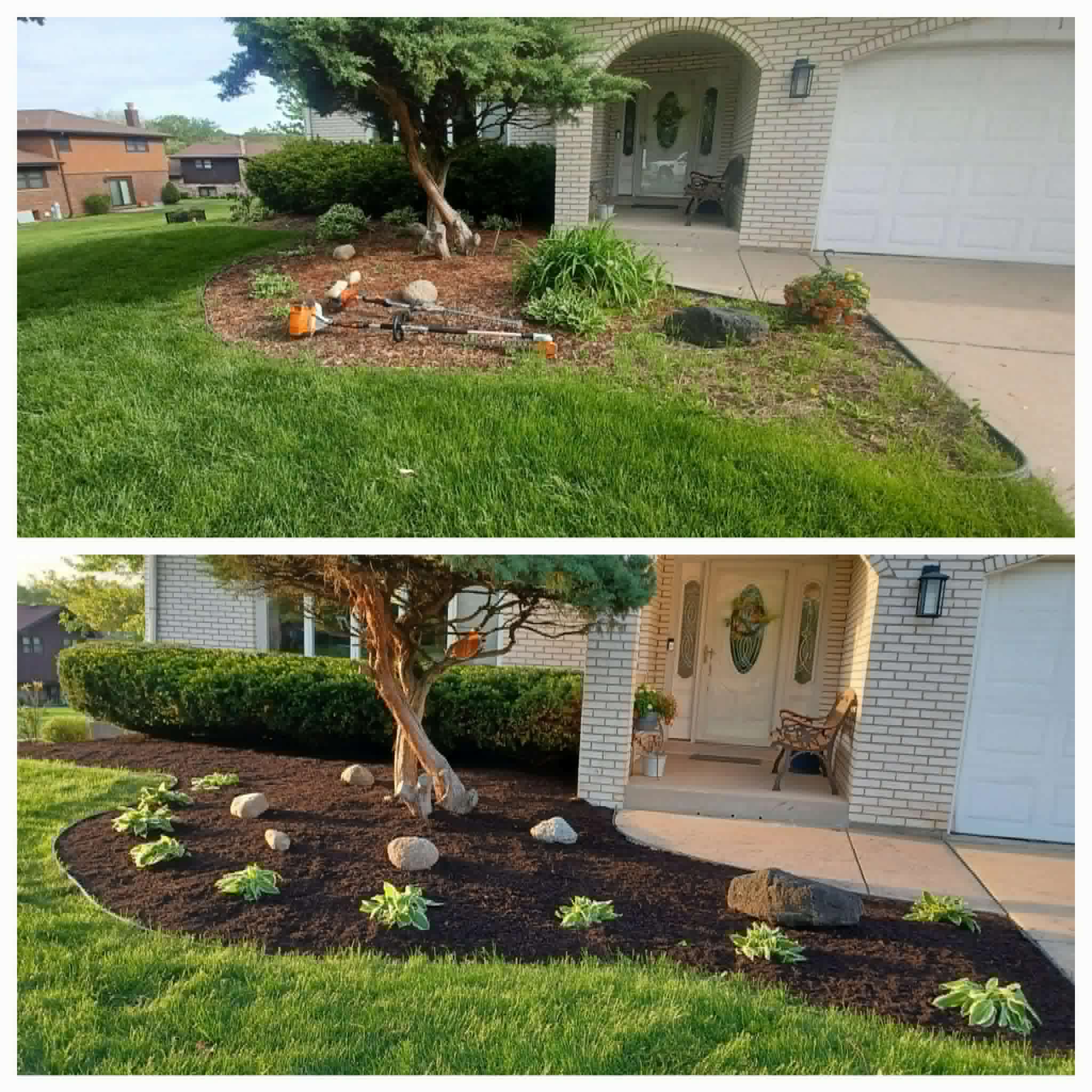 Front yard cleanup collage