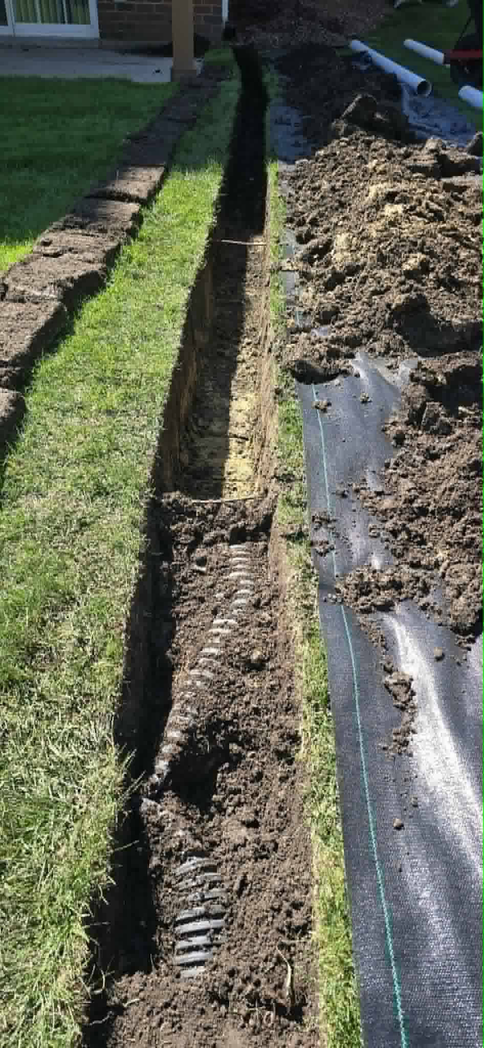 Drain tube in trench